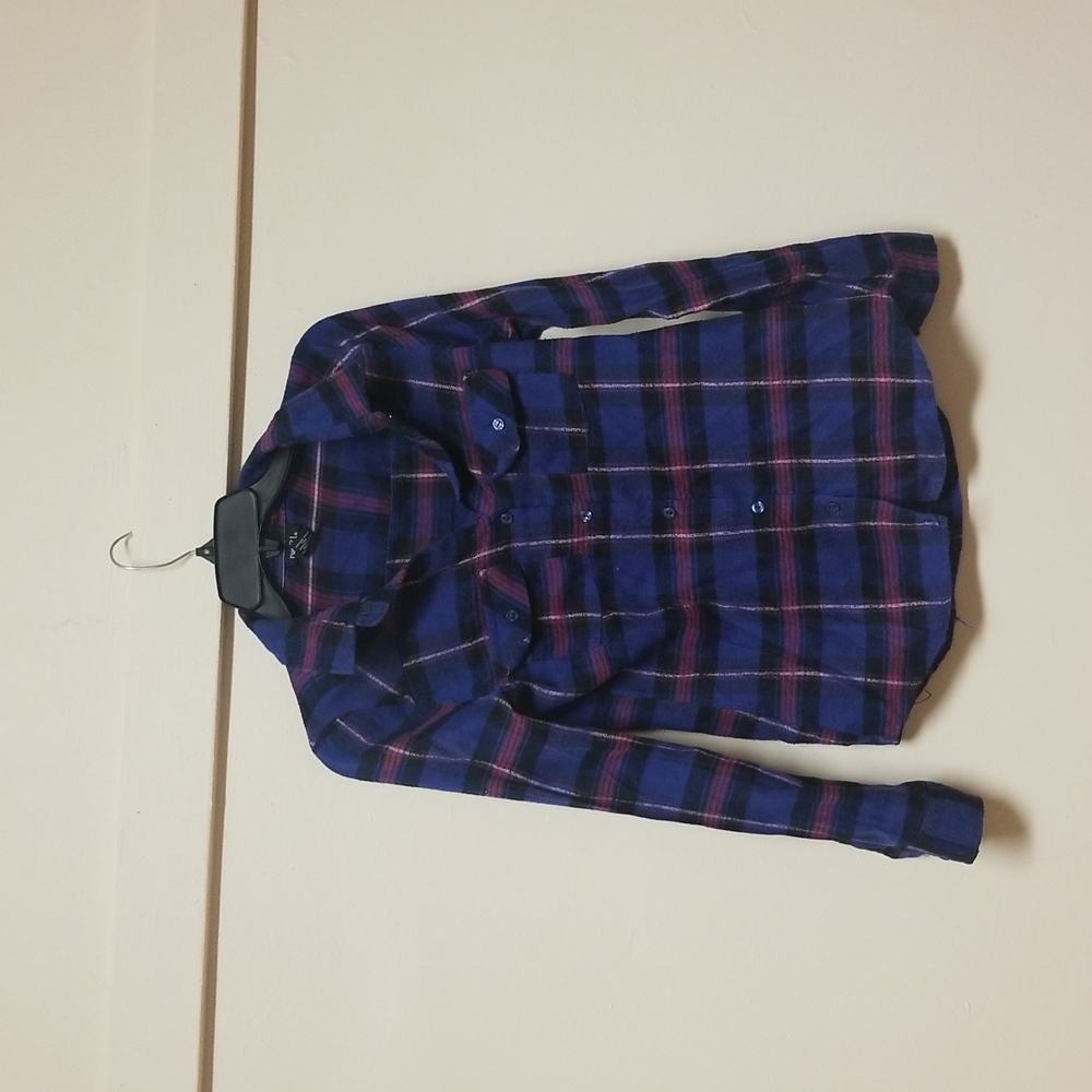 Blue and pink flannel shirt